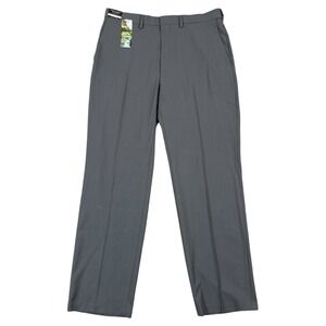 Haggar Men's Classic Fit Dress Pants 36x32 Medium Gray Stretch Stria Comfort NEW